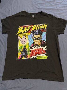 Bad Bunny Royal Rumble 2021 WWE Special Limited Edition TShirt Size L. AUTHENTIC